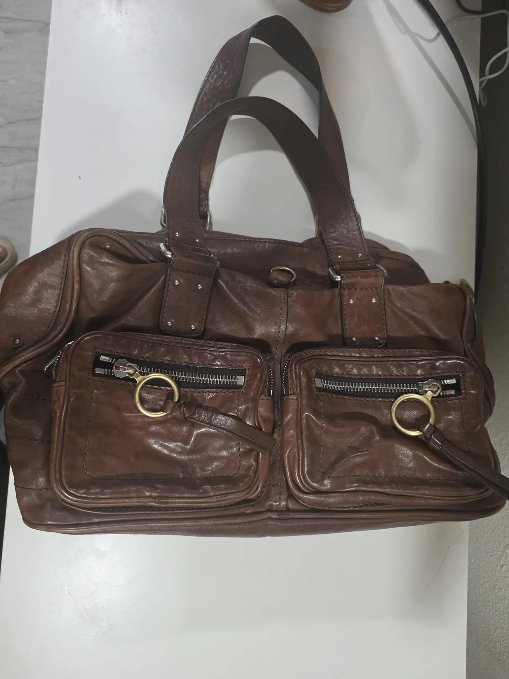 Brown Leather Men's Carryall Duffel Bag